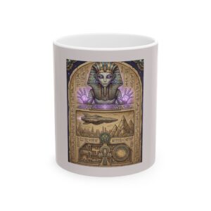 Egyptian Pharaoh Art Mug — Mystical Hieroglyphic Pyramid Coffee Cup